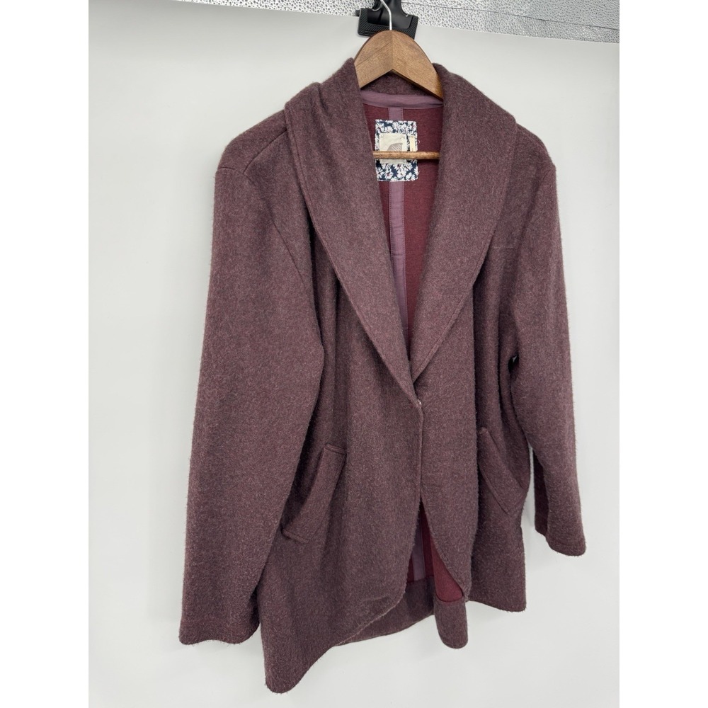 Anthropologie Lilka Women Mauve Sweater Coat Shawl Collar Boho Polyester Cotton - Picture 2 of 9